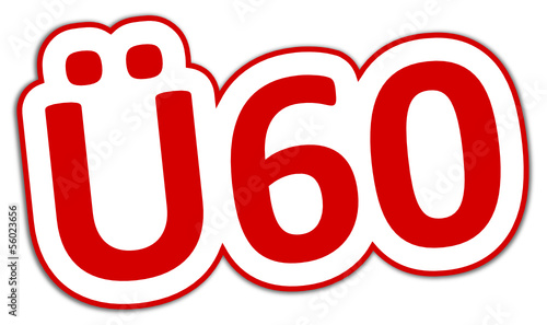 ü60 60plus 60+ Button rot #130909-svg08