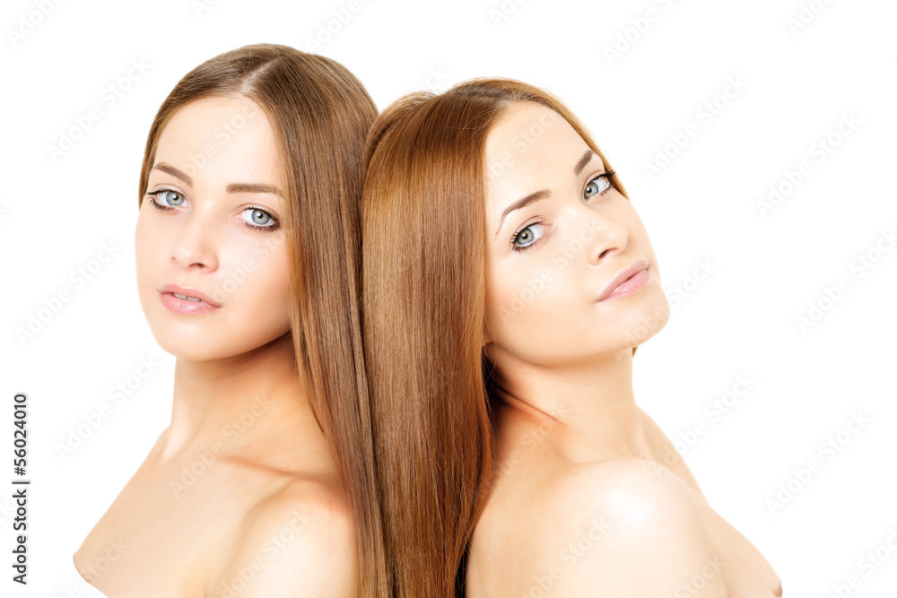 Beauty portrait of two beautiful young women Beauty portrait of two beautiful young women