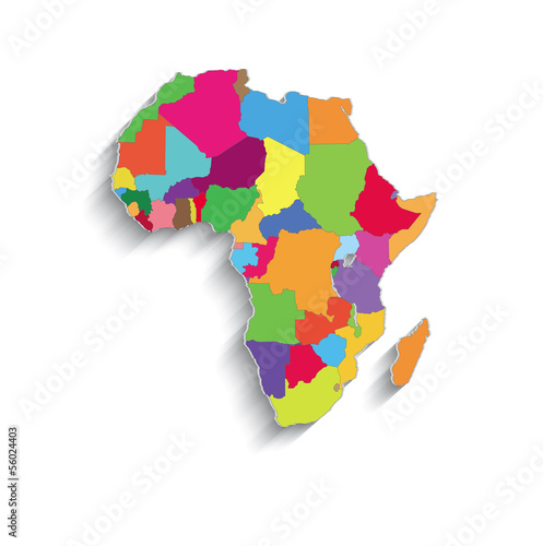 Africa political colors map paper 3D individual states puzzle