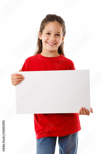 Girl with empty blank