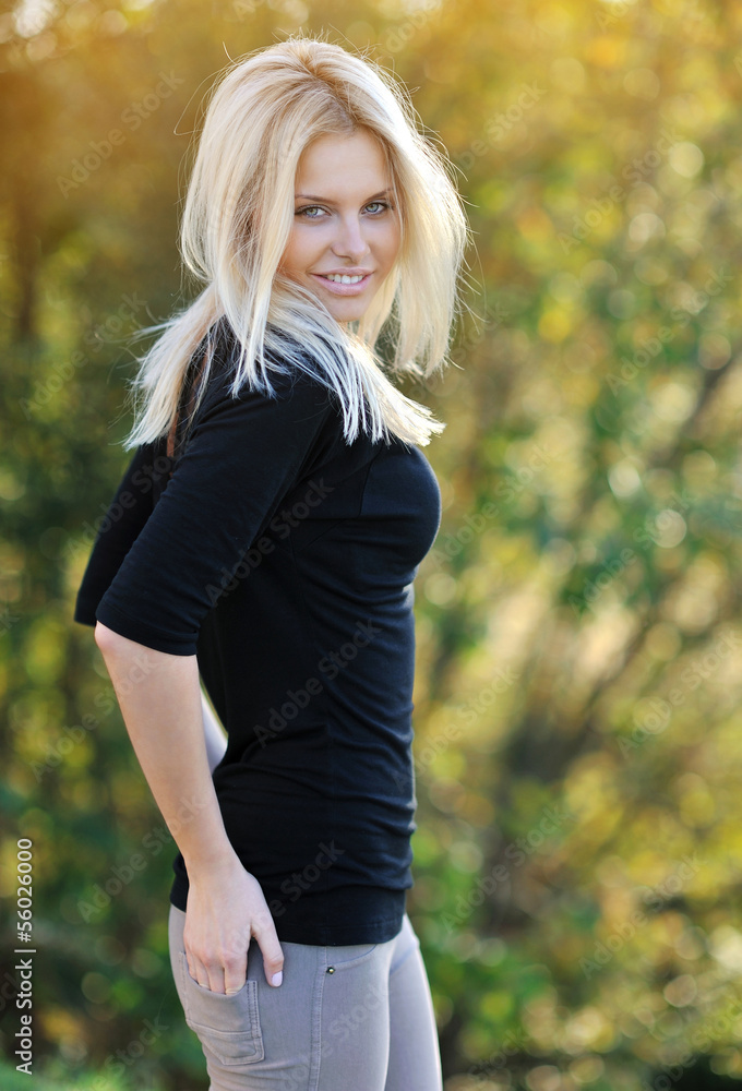 Fashion portrait of sexy blonde girl outdoor Fashion portrait of sexy blonde girl outdoor