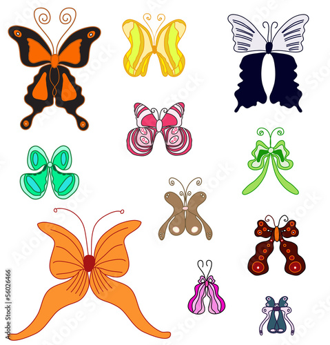 Hand draw summer varicolored butterflies set © juristka