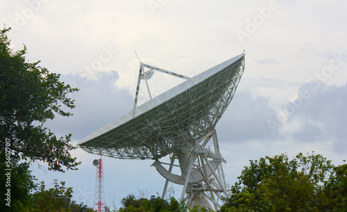 Telecommunications satellite dish and communications towers