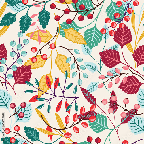 Autumn floral seamless pattern