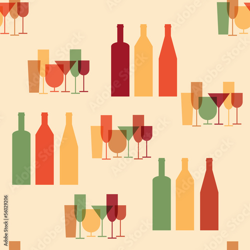 bottles and glasses seamless