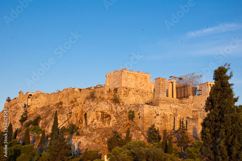 Acropolis of Athens view from Areopagus hill.