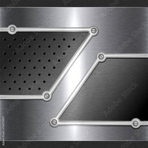 Steel metal background with perforation and screws