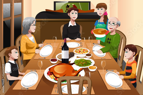 Family having a Thanksgiving dinner