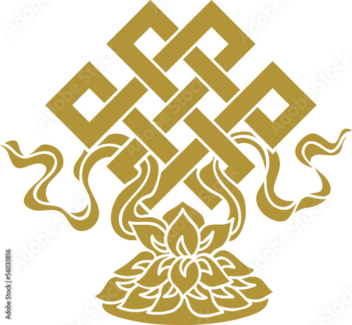 Tibetanischer Endlos Knoten, Lotus Schale - Glückssymbol