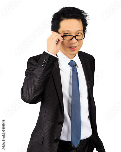 Middle age Asian business man on white