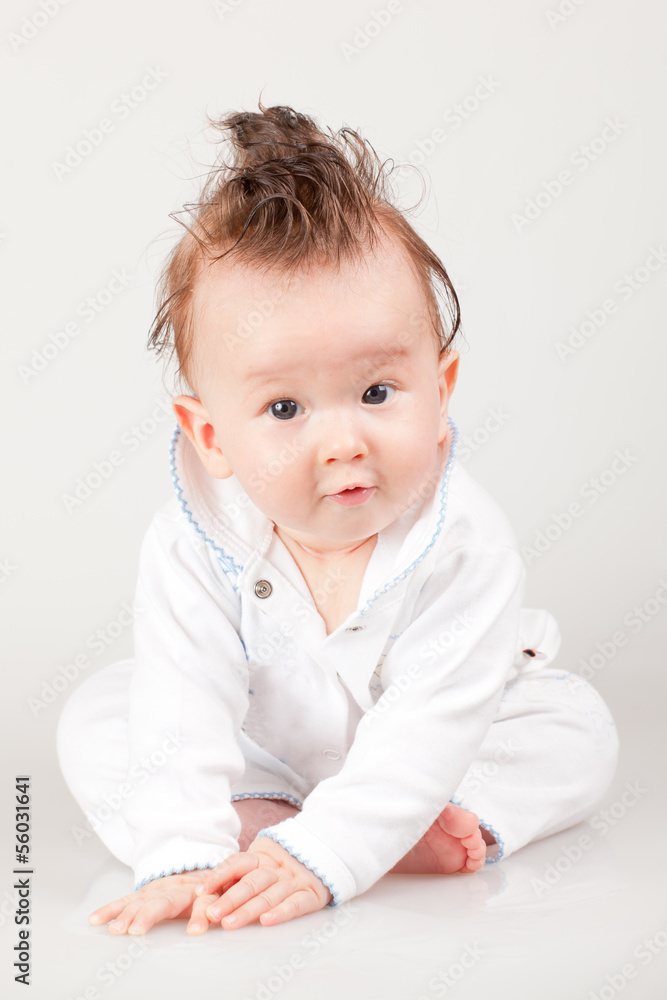 cute little baby boy, with fancy haircut cute little baby boy, with fancy haircut