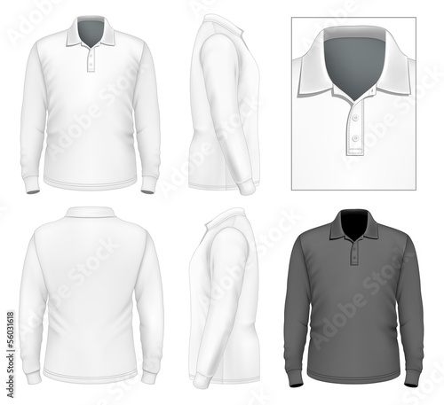 Men's long sleeve polo-shirt design template