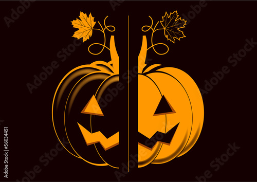 Halloween - citrouille en opposition noir et orange