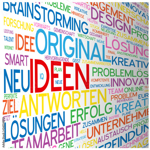 "IDEEN" Wortwolke (Innovation Kreativität Strategie Lösungen)