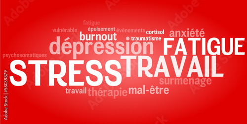 Nuage de mots : Stress fond rouge