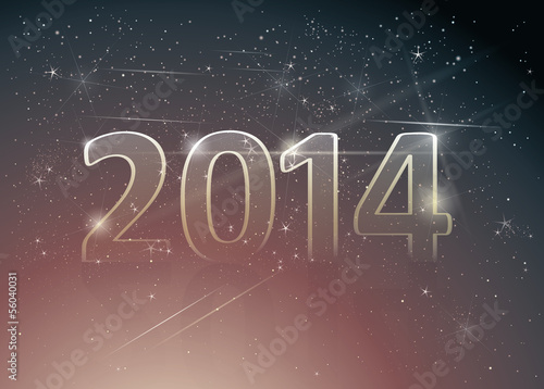 Happy new year card / Number 2014 in night sky