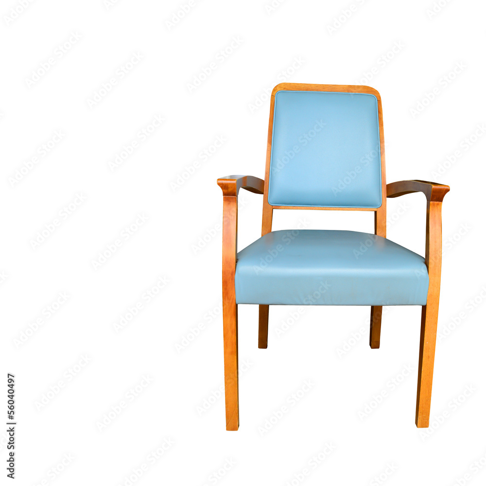 Fototapeta premium Blue chair isolated on white and copyspace