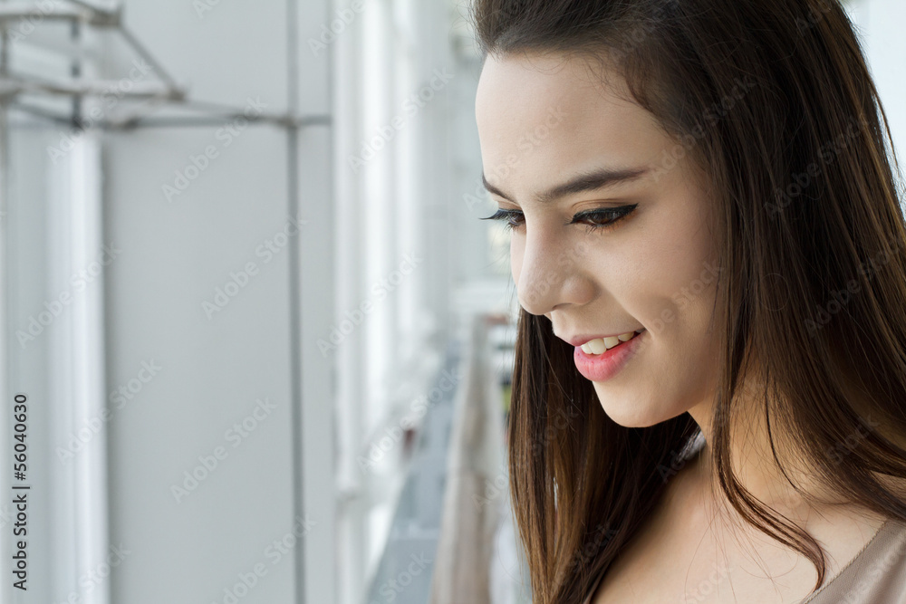 smiling beautiful woman with text space or copyspace
