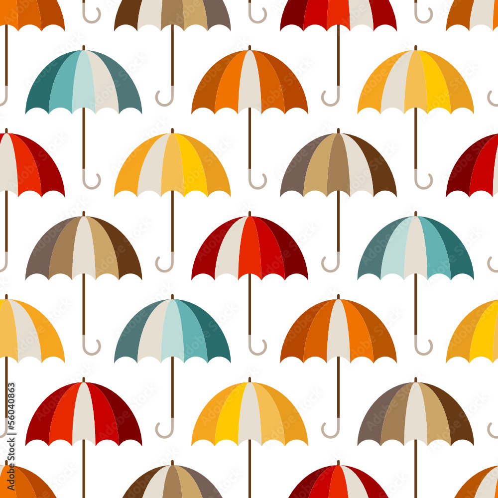 Seamless Pattern Umbrellas Mix Colors