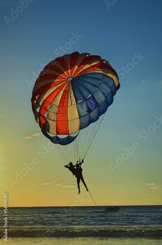 Parasailing in sunset