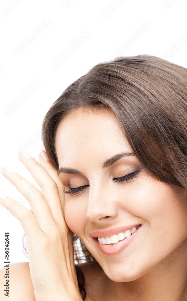 Portrait of beautiful woman, on white Portrait of beautiful woman, on white
