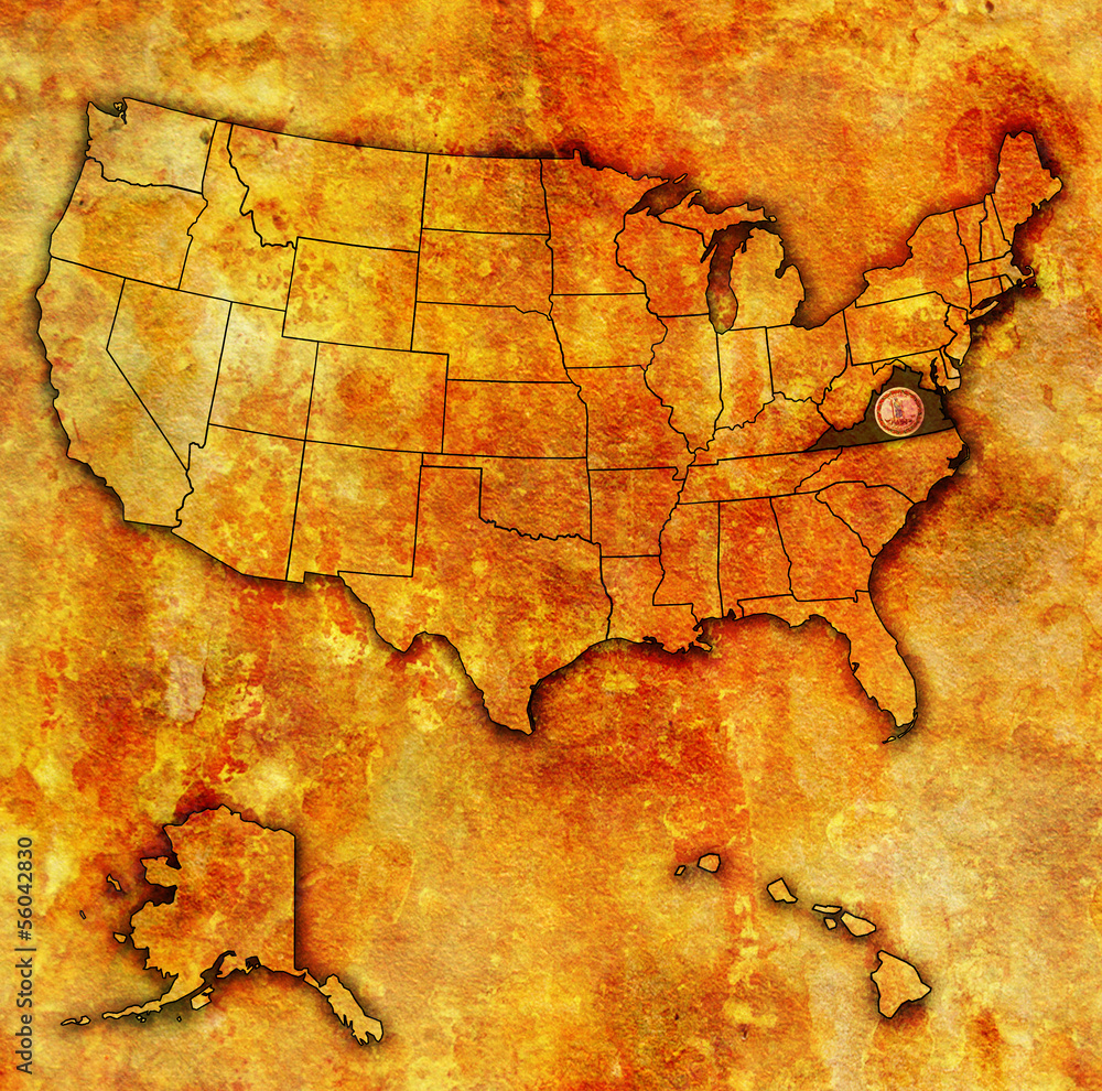 Obraz premium virginia on map of usa