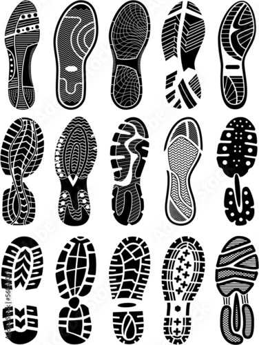 Shoe soles vector silhouettes collection