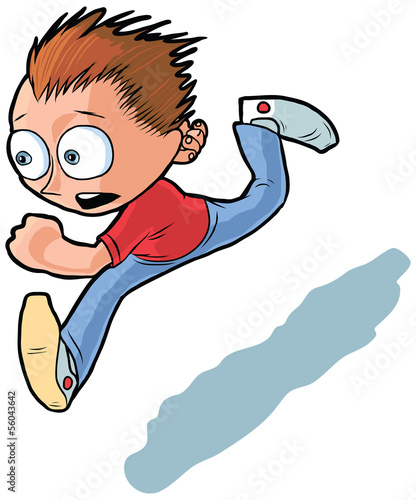 Running Boy Vector Cartoon