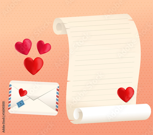 Love Letter Scroll And Envelope Styles With Hearts