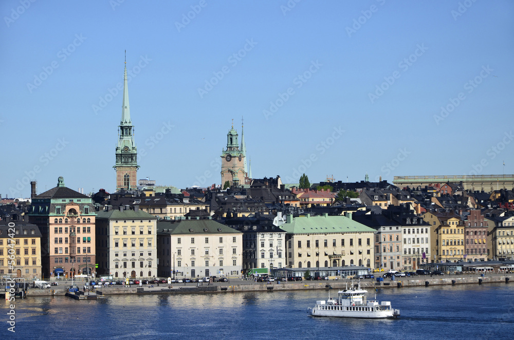 Hafenfront an der Skeppsbron in Stockholm
