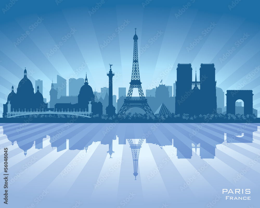 Paris France city skyline vector silhouette