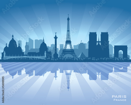 Paris France city skyline vector silhouette