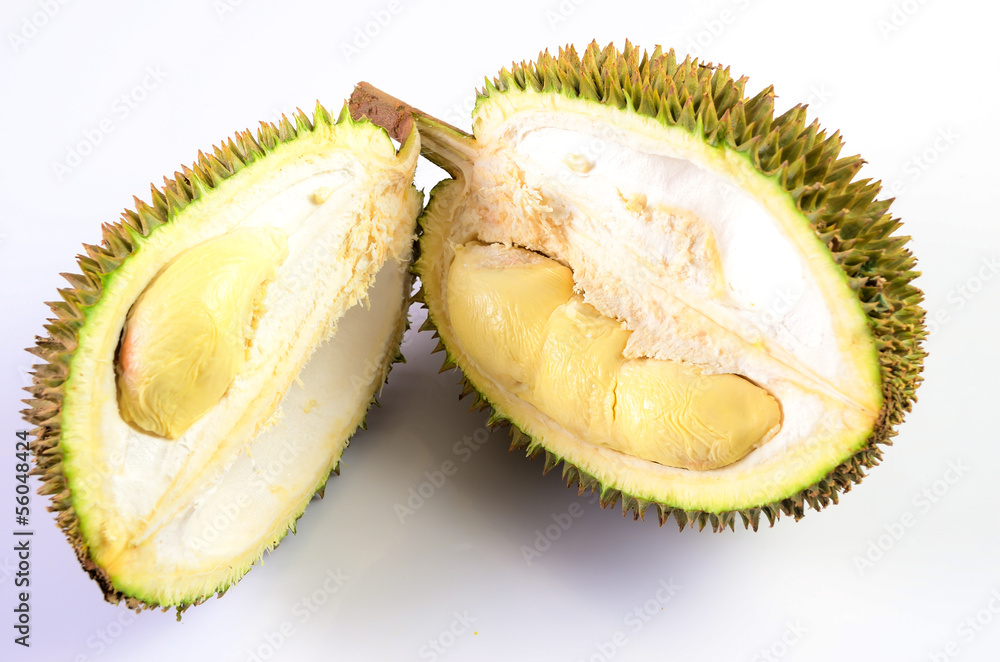 Durian fruit basket on a white background