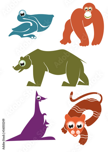Cartoon funny animals set for design 3