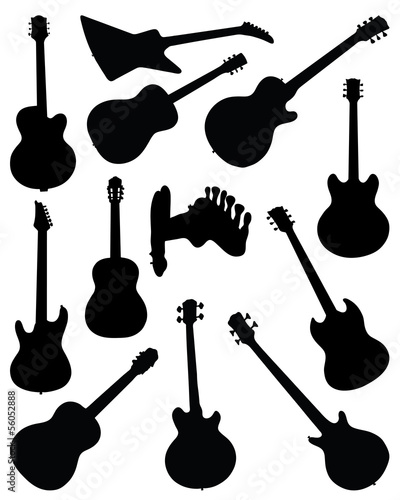 Silhouettes of guitars. vector