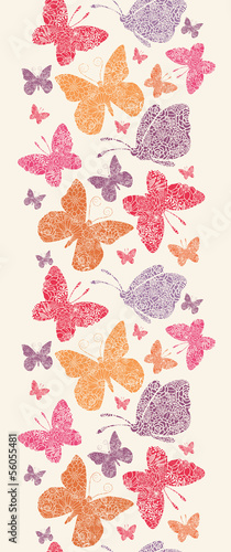 Vector floral butterflies seamless pattern background with hand