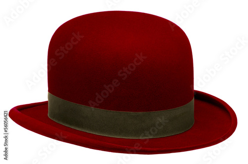 Photo Red bowler or derby hat