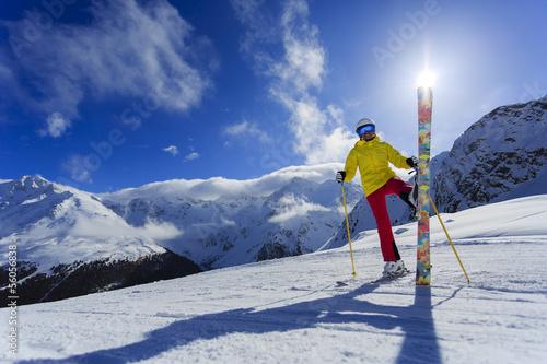 Skier, skiing, winter sport - portrait of  female skier photo