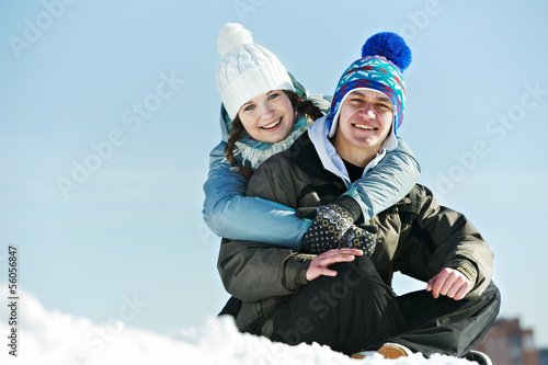 Young couple in winter
