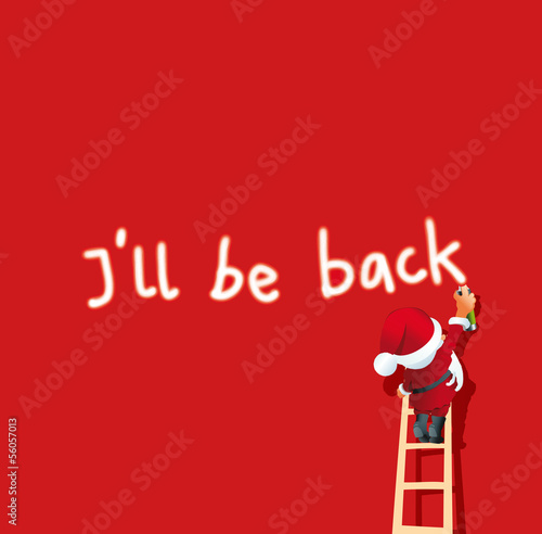 Santa Claus sprayt Ill be back auf roten Hintergrund © guukaa