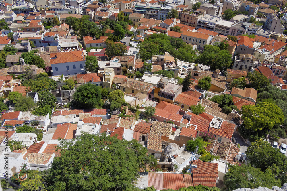 Plaka, Athens old city center, aerial view