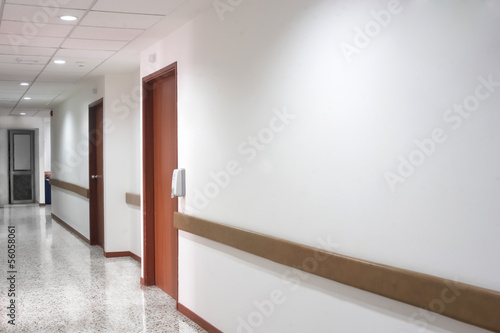 Corridor interior inside a modern hospital