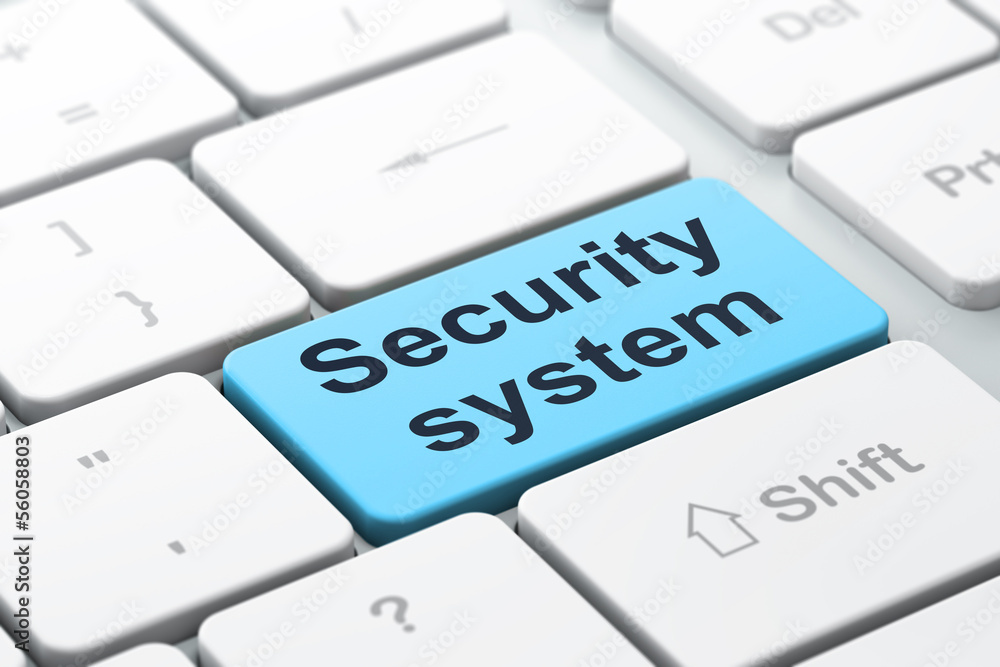 Security concept: Security System on computer keyboard backgroun Security concept: Security System on computer keyboard backgroun