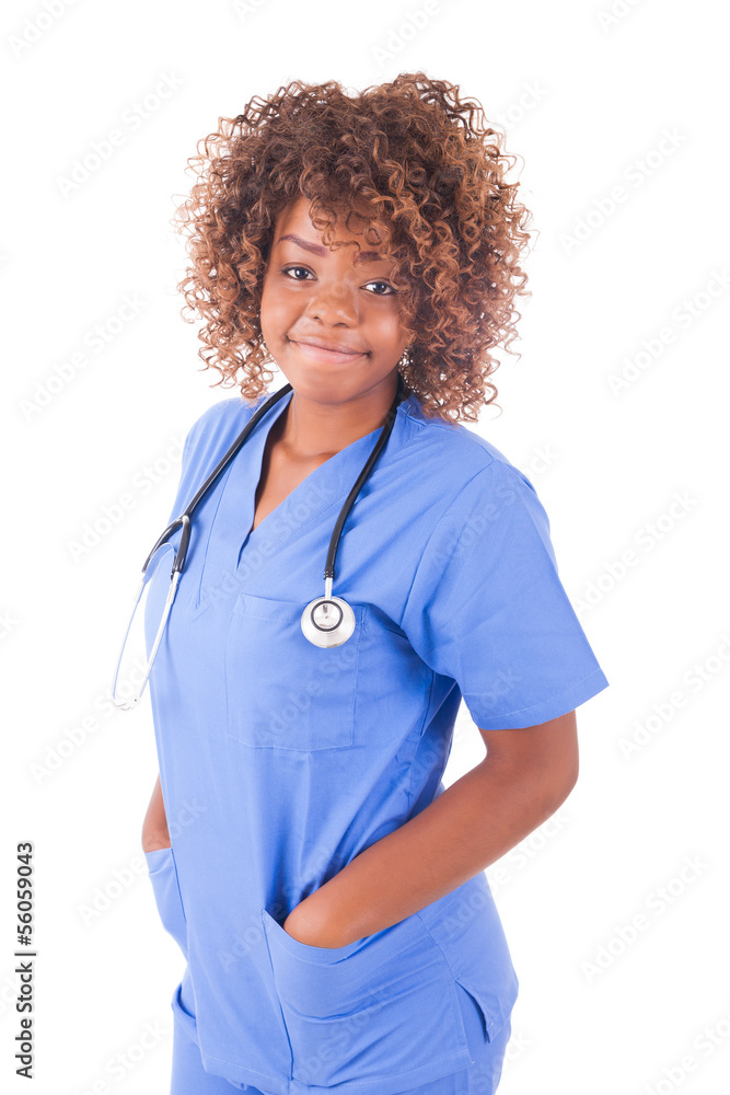 African young nurse isolated on white background African young nurse isolated on white background