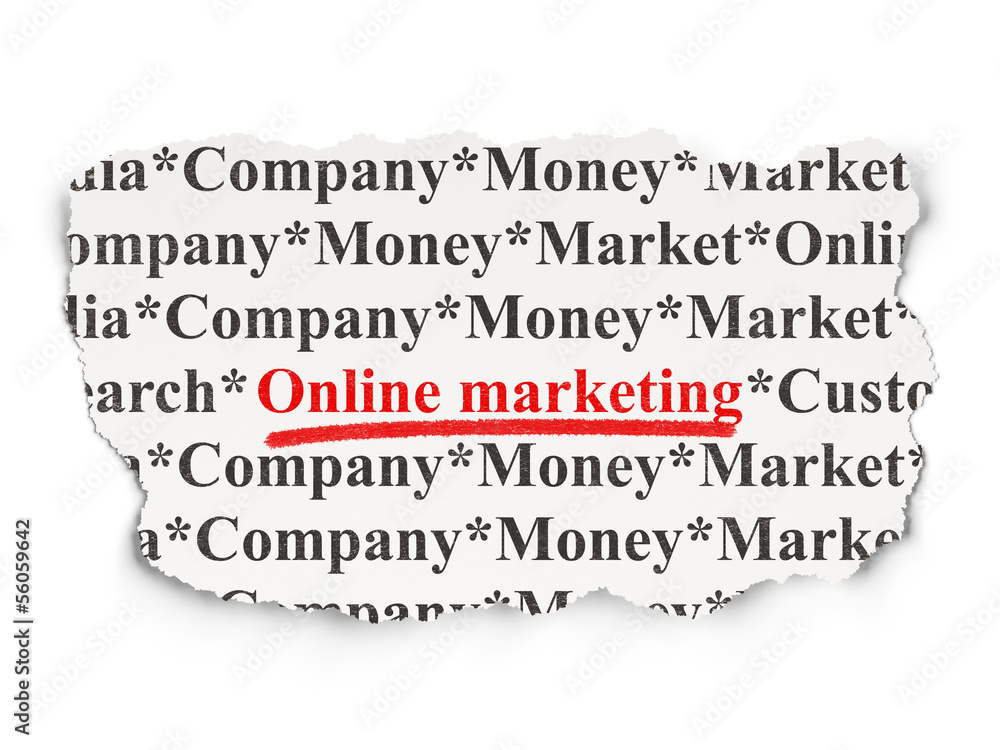Advertising concept: Online Marketing on Paper background