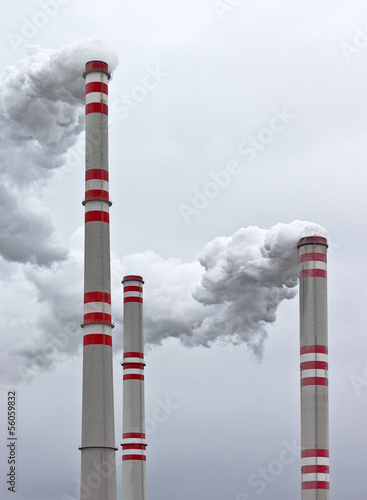 smoking power plant chimneys