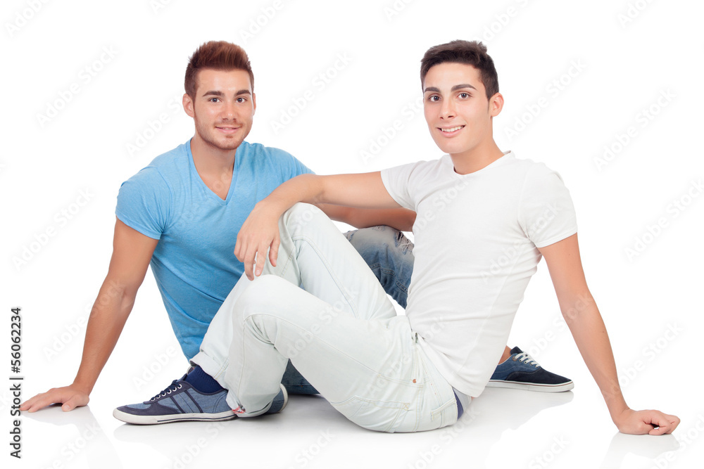 Portrait of two brothers sitting Portrait of two brothers sitting