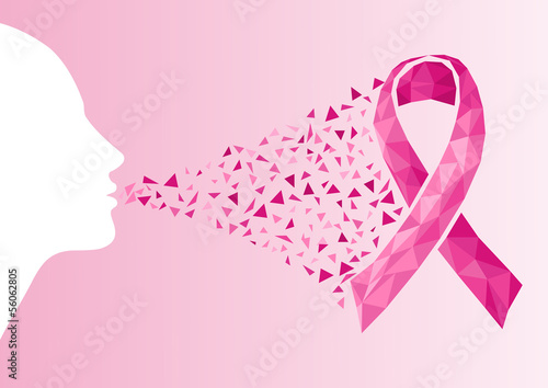 Breast cancer awareness ribbon transparency woman face.