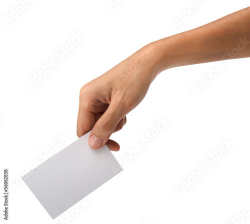 hand holding blank paper