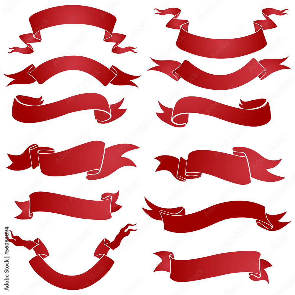 vector set of red gradient ribbons for your text vector set of red gradient ribbons for your text